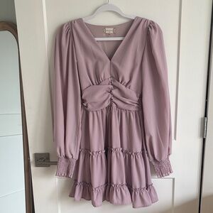 Altar’d State pink Long Sleeve Ruffle Dress